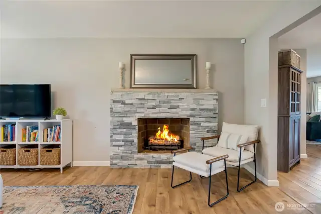 Gas fireplace in front living room