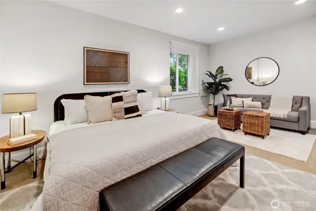 Lower level has a large guest suite bedroom.