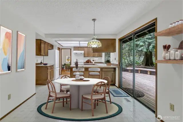 Virtually staged area of the kitchen eating area.