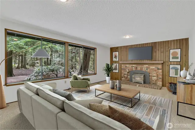 Virtually staged view of the family room.