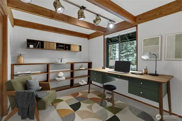 Virtually staged view of the main floor office.