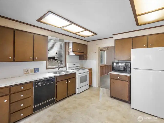 Step through the door into the dining area & living room.