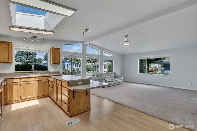 Open concept kitchen and family room