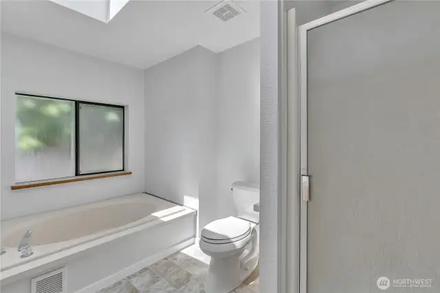 Soaking tub and separate shower
