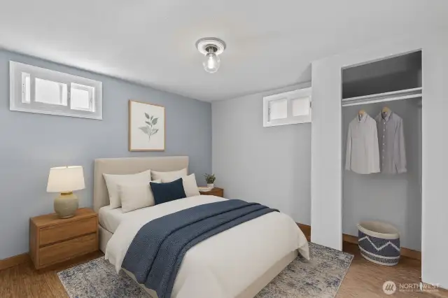 Virtually staged. Downstairs Bedroom #1