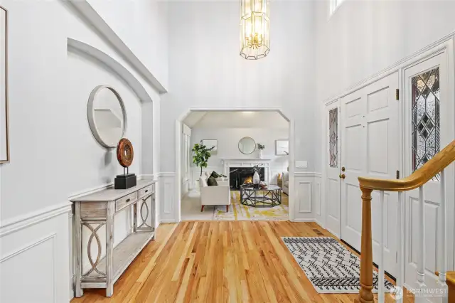 Foyer with chandelier