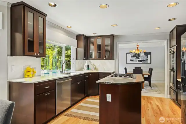 Custom cabinets with marble countertops