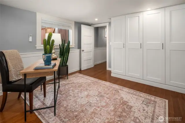 Lots of great built-in closet space in this bedroom.