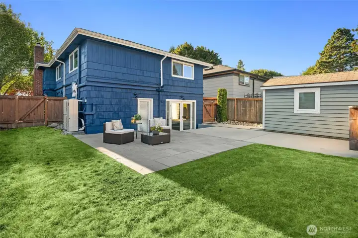 The backyard is fully fenced and has a new paver patio. Shed for extra storage!