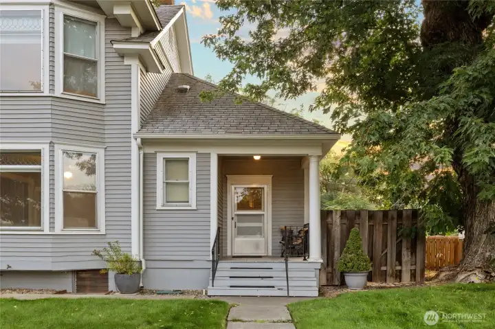 Porch off the kitchen on the east side
