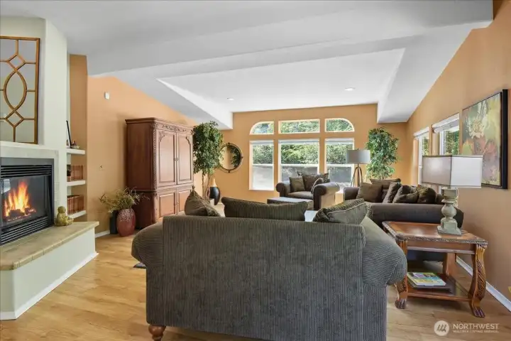 Living room with luxury vinyl plank floors throughout the home