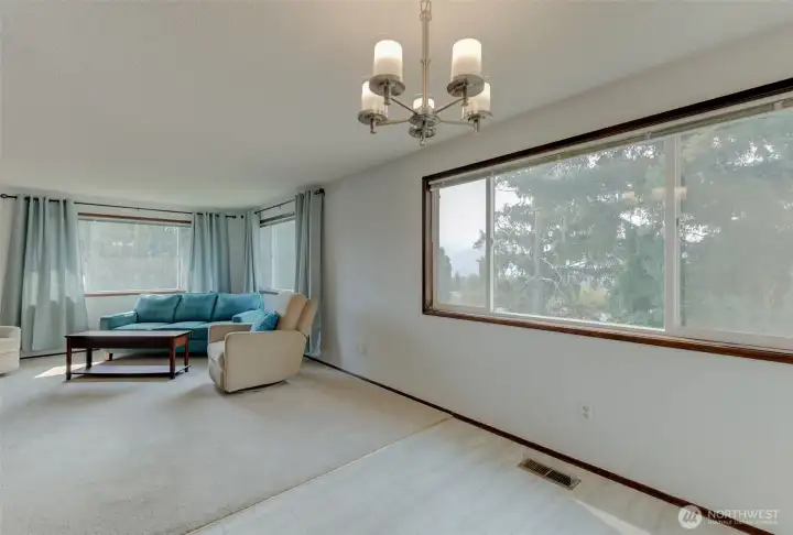 View from dining area into living room.