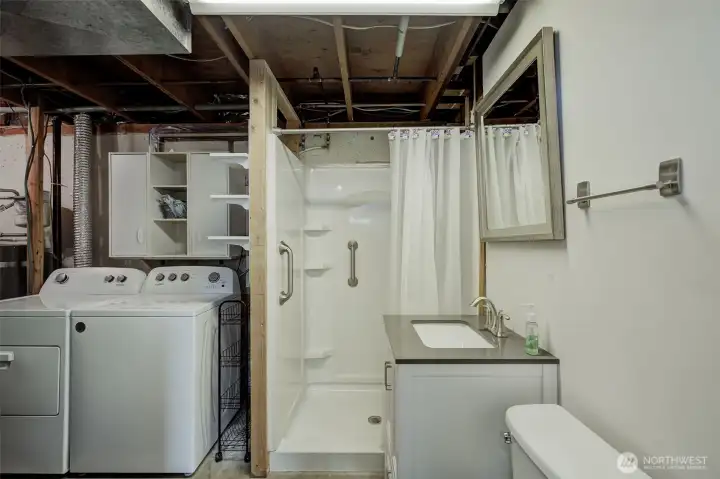 Utility room and 3/4 bathroom.
