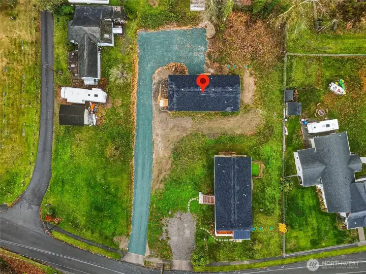 The home is safely set back from the main street.