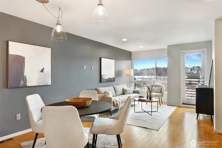 Bamboo flooring + lots of natural light