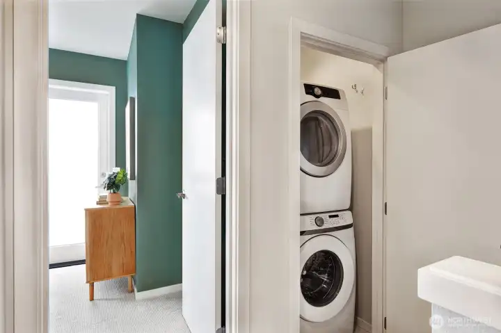Laundry closet on bedroom level