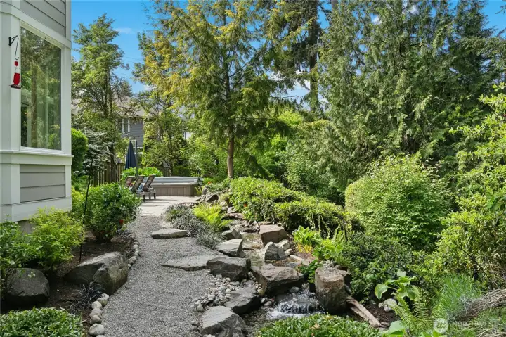 first of tow water features.. A serene stream. first of tow water features.. A serene stream.