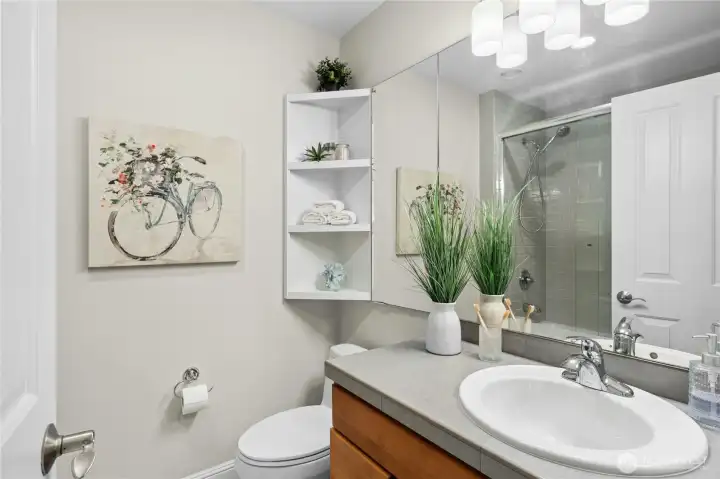 Ensuite Bathroom for the 5th bedroom. do not miss the tilt in mirror ( just another custom detail ) Ensuite Bathroom for the 5th bedroom. do not miss the tilt in mirror ( just another custom detail )