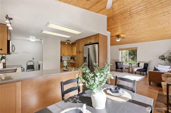 Open connection between kitchen and living areas for everyday living and entertaining