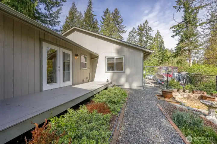 Side deck offering a peaceful outdoor living space