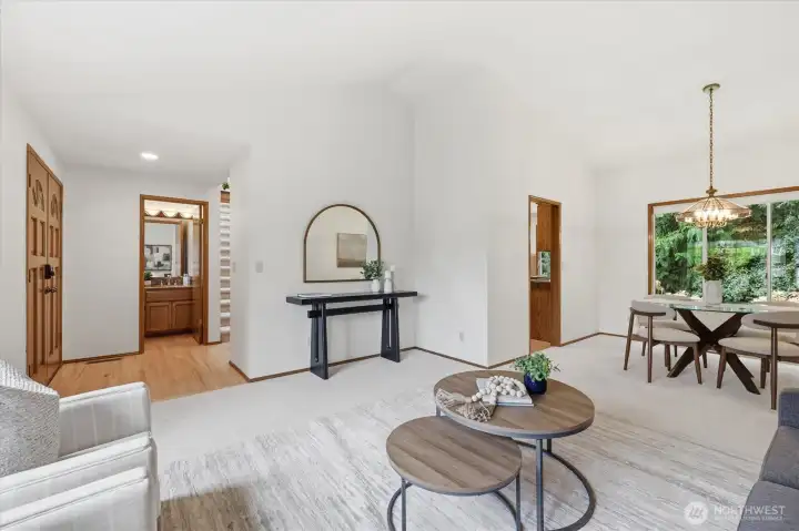 In addition to the refinished hardwood floors, the sellers also had high-grade Triexta Textured carpet installed throughout the entire home.  You will feel the quality of the upgraded carpet and pad in your toes!