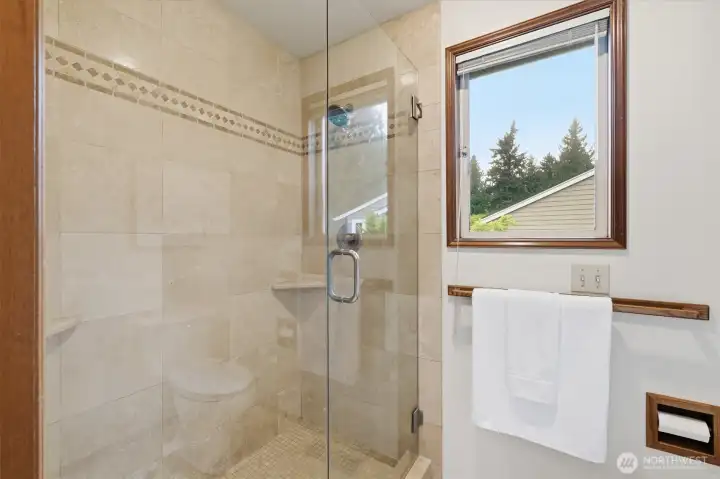 You will love the oversized shower in the updated primary bathroom!