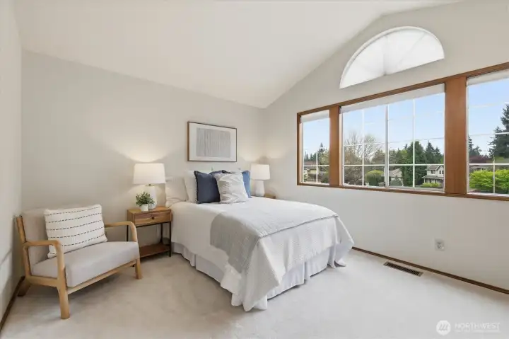 The secondary bedrooms in this home have great size.  This home is zoned to the award-winning Lake Washington School District and specifically to Sunrise Elementary, Timbercrest Middle School and Woodinville High School.  Sunrise is literally a few minute walk from this fabulous location.