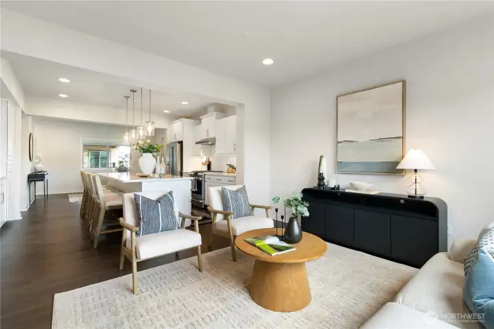 Seamless flow to dining, living, and private deck