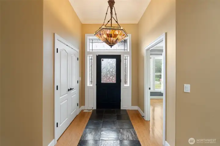 Entryway with Tiffany style Chandelier
