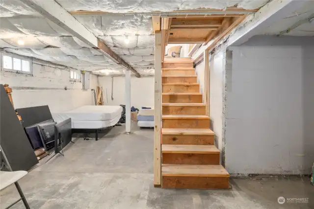 basement could be easily finished into extra space if needed.