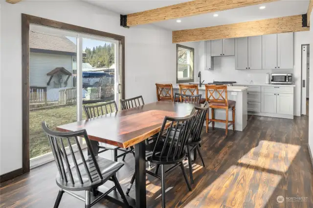 Dinning room designed perfect to fit a large table.