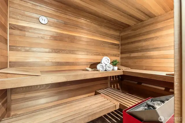 Sauna access through primary bathroom