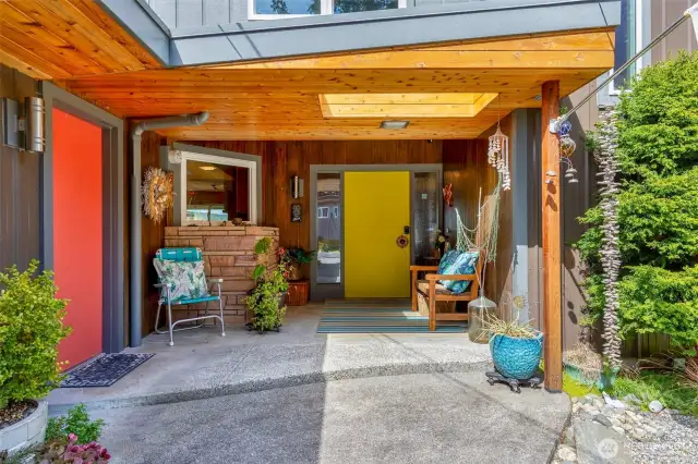 Front entrance with oversized door