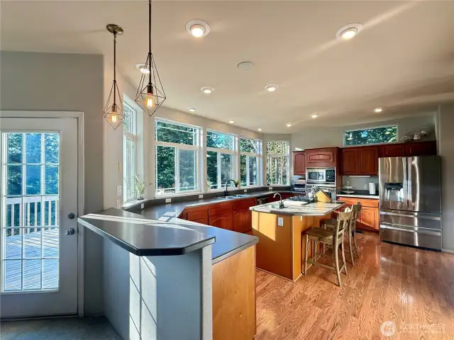 Chefs and entertainers alike will marvel at this lovely kitchen with tons of natural light and counter space galore! We all know that everyone tends to gravitate towards the kitchen and with this much space, entertaining is both easy and comfortable!