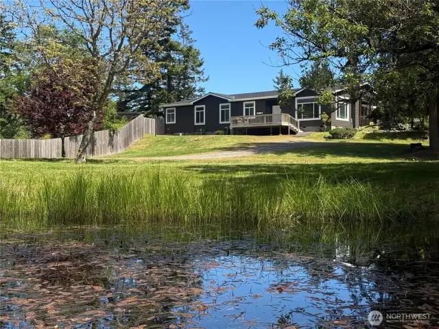 Looking towards the home from the large pond.