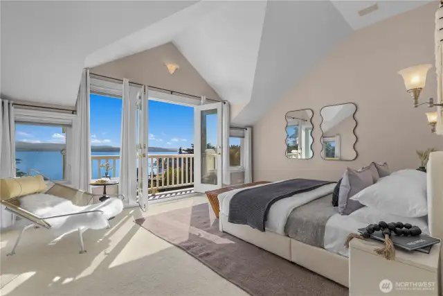 Primary bedrooms on the second level with juliet balcony.