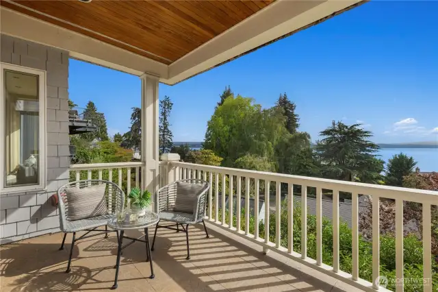 Balcony off the lower level bonus room.