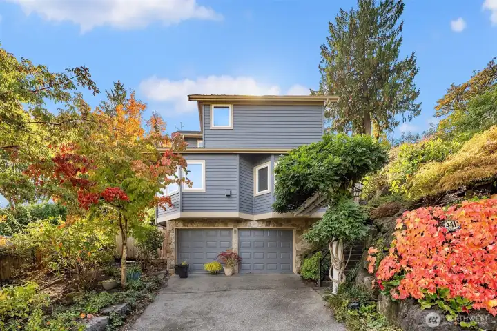 Two car garage and large driveway
