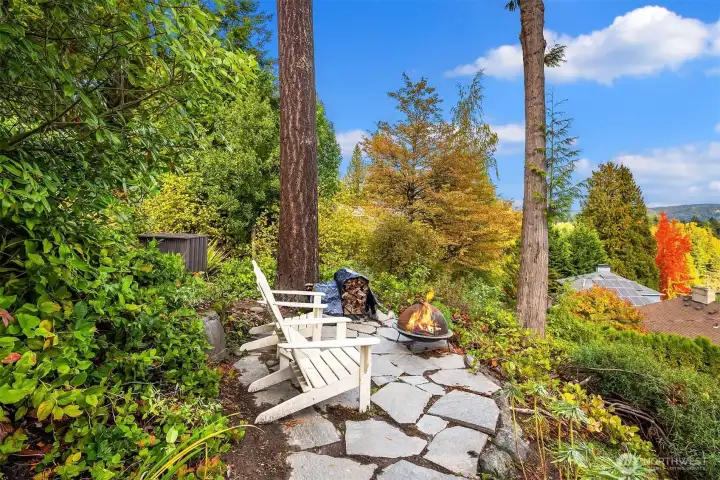 Private firepit with views of Lake Washington
