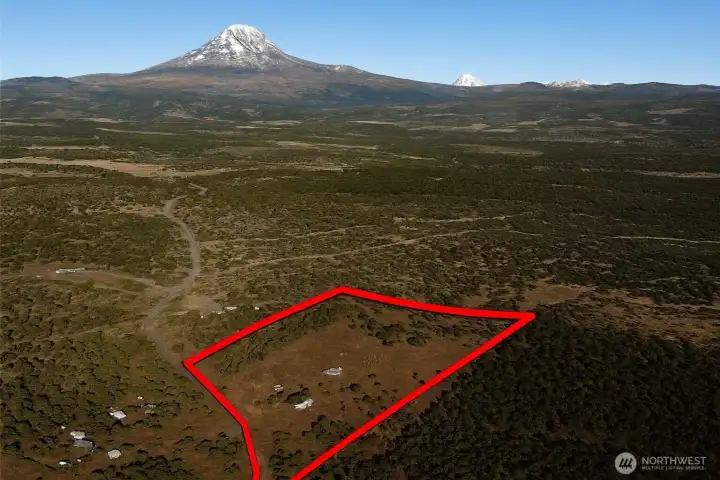 Overhead view with approximate boundaries in red.