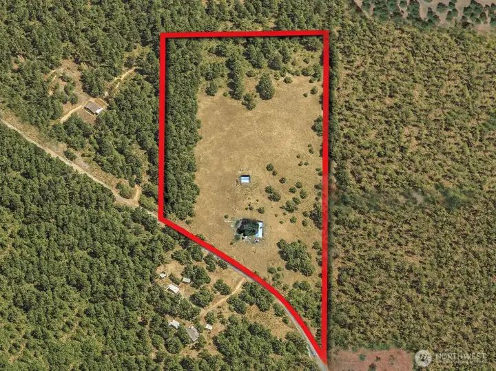 Overhead view with approximate boundaries in red.