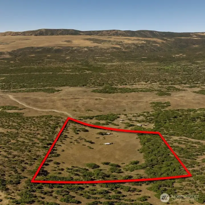 Overhead view with approximate boundaries in red.