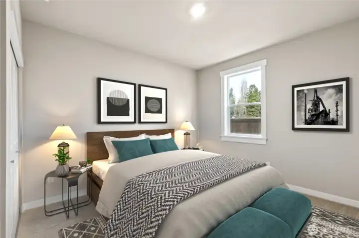 One of five bedrooms, virtually staged!
