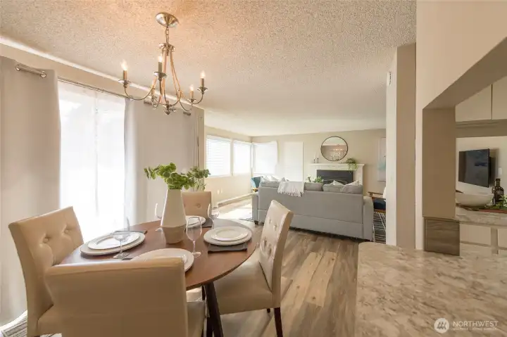 Light filled dining area.