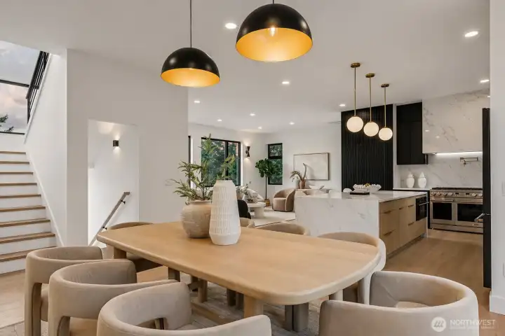 Dining area open to the living & kitchen space
