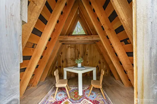 Inside 1 of the 2 playhouses, adorable and magical!