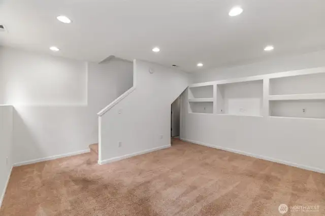 Finished basement addition..... built in shelving, Cable, outlets... ready for several possible uses!