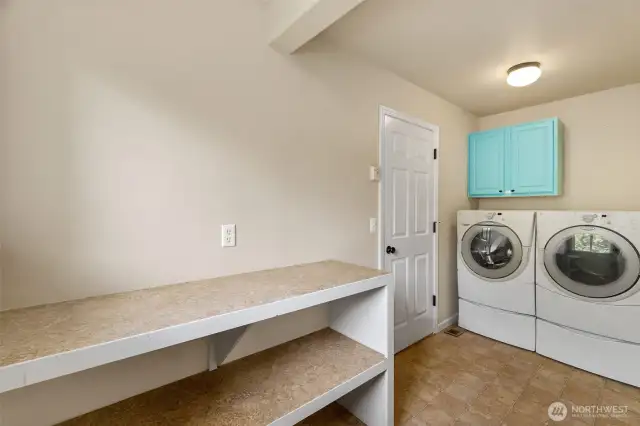 Utility room between main floor and garage.