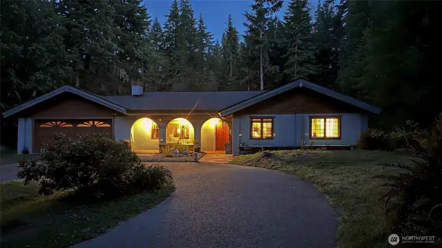 Evening glow, surrounded by magnificent mature cedars and fir trees