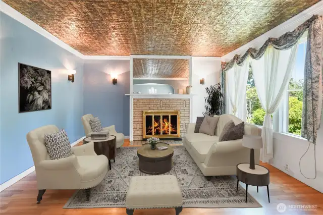 Virtually staged living room.